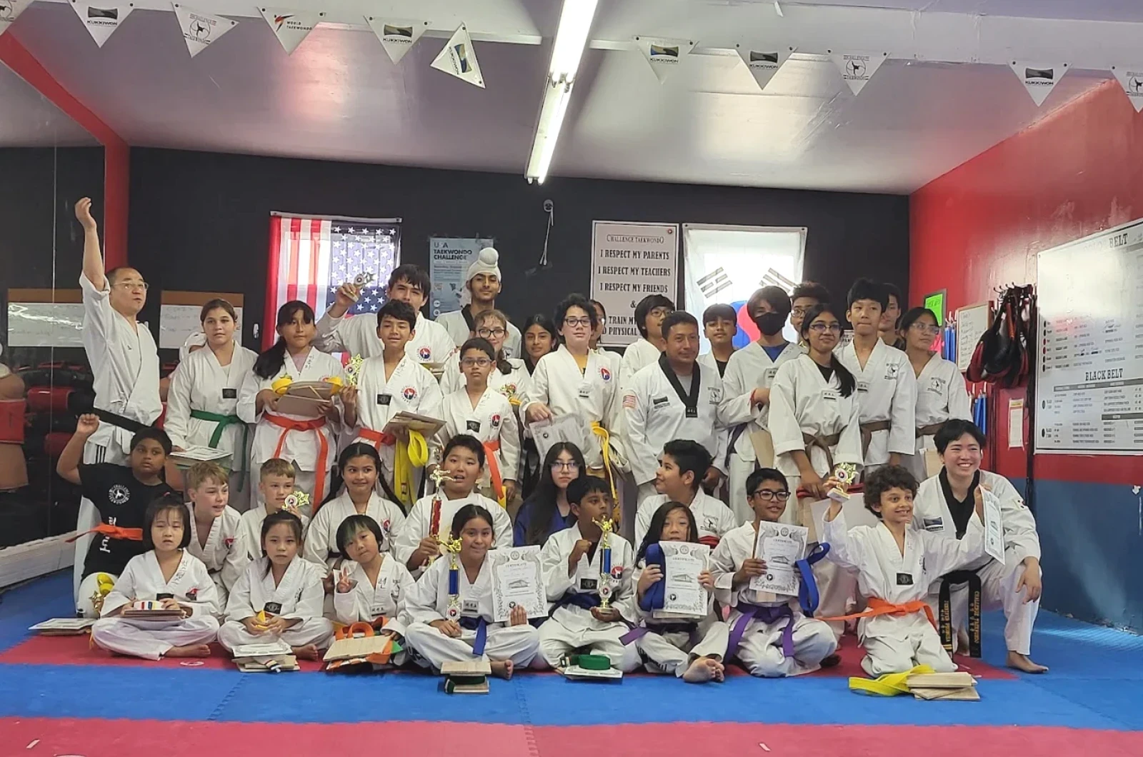 Child building confidence in martial arts